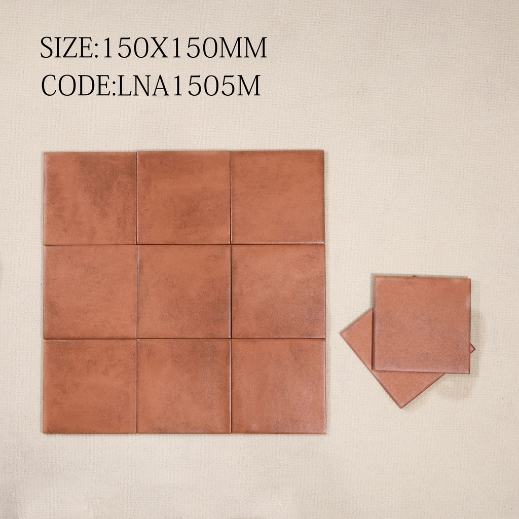 Gạch thẻ Porcelain mờ lượn KT 150x150mm mã 1505M