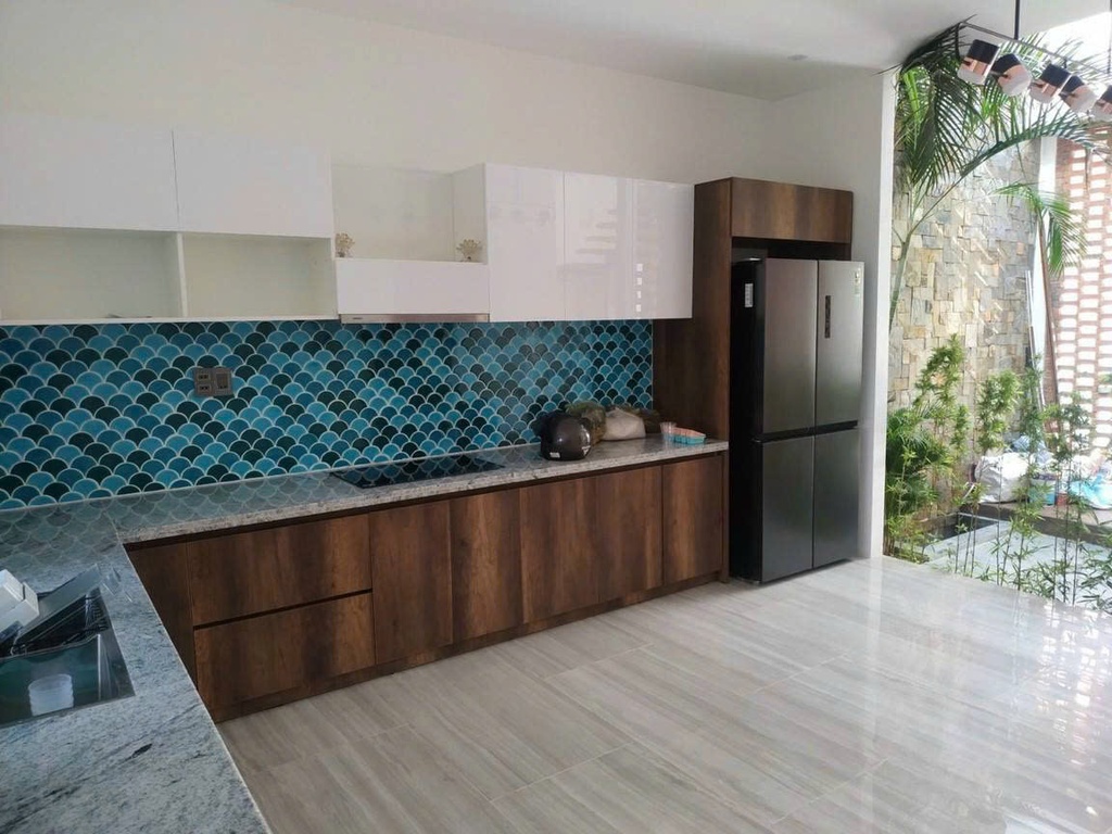 Mosaic vảy cá màu xanh men rạn đôi EMIX11625